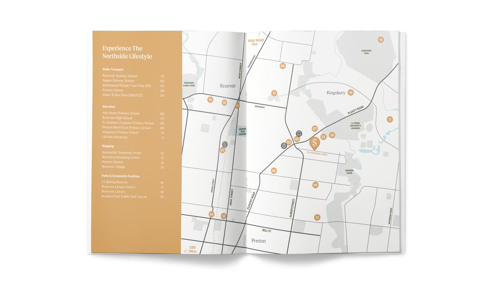 property brochure spread of map